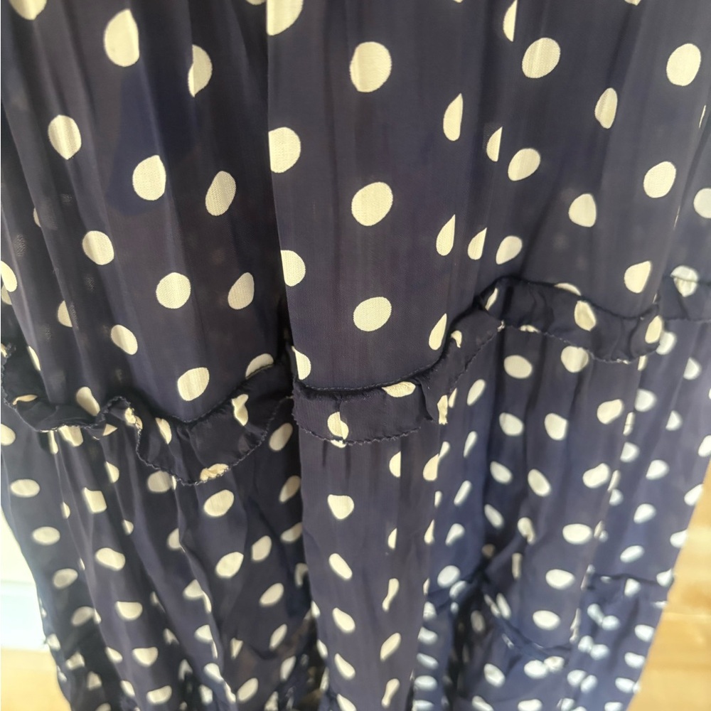 Navy Blue and White Polka Dot Shirtwaist Dress - Picture 5 of 11